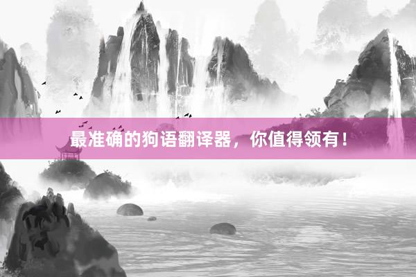 最准确的狗语翻译器，你值得领有！